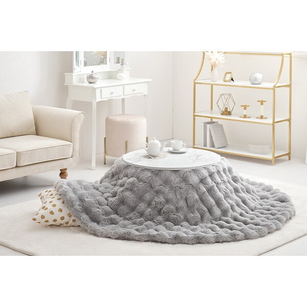 270611401 ポコポコラビットファーのこたつ布団 ルナ 円形 丸型 190R グレー メーカー直送