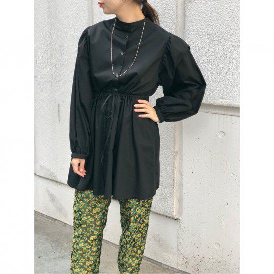 ブラウス レディースブラウス 長袖ブラウス ブラウス秋冬 前後2way スタンドカラーブラウス ウエストシャーリング カジュアル オフィス 長袖シャツ 大きめ ボリュームスリーブ コットン シンプル