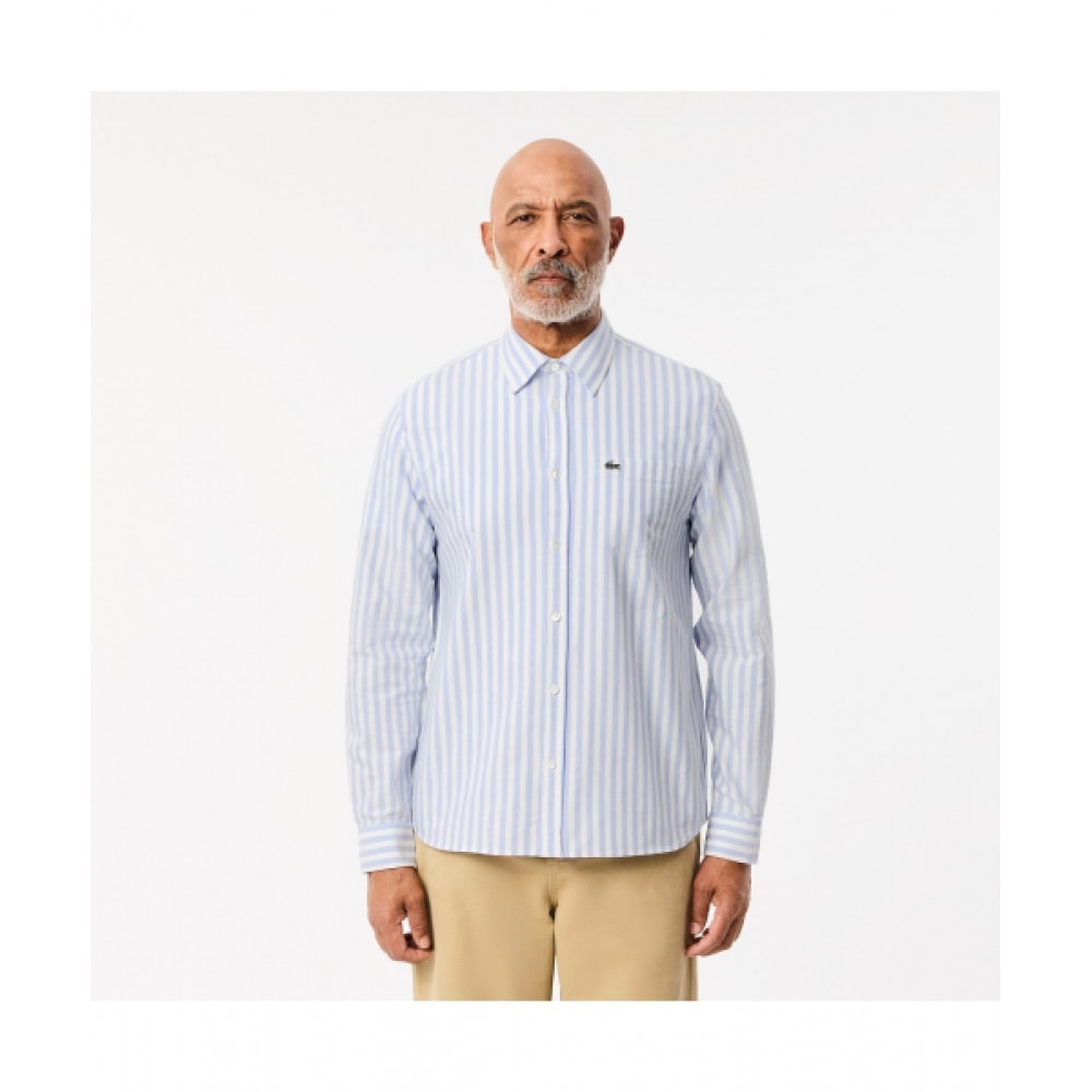 LACOSTE メンズオックスフォードストライプシャツ [スカイブルー]