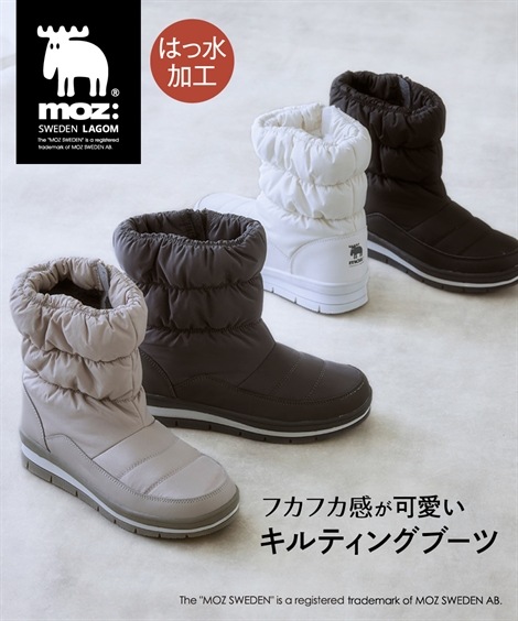 ショート・ノーマル moz　裏側エコファーはっ水キルティングブーツ ワイズ３Ｅ