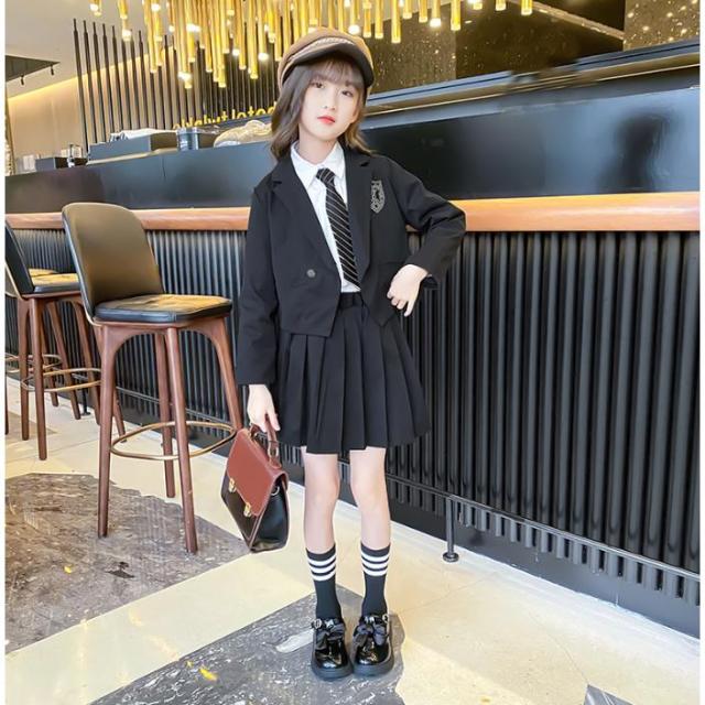 2025秋冬先行子供 女子 4点セット 入学式 卒業式 発表会 ジャケット 女子 小学生 中学生 スクール 制服 チェック柄 上品