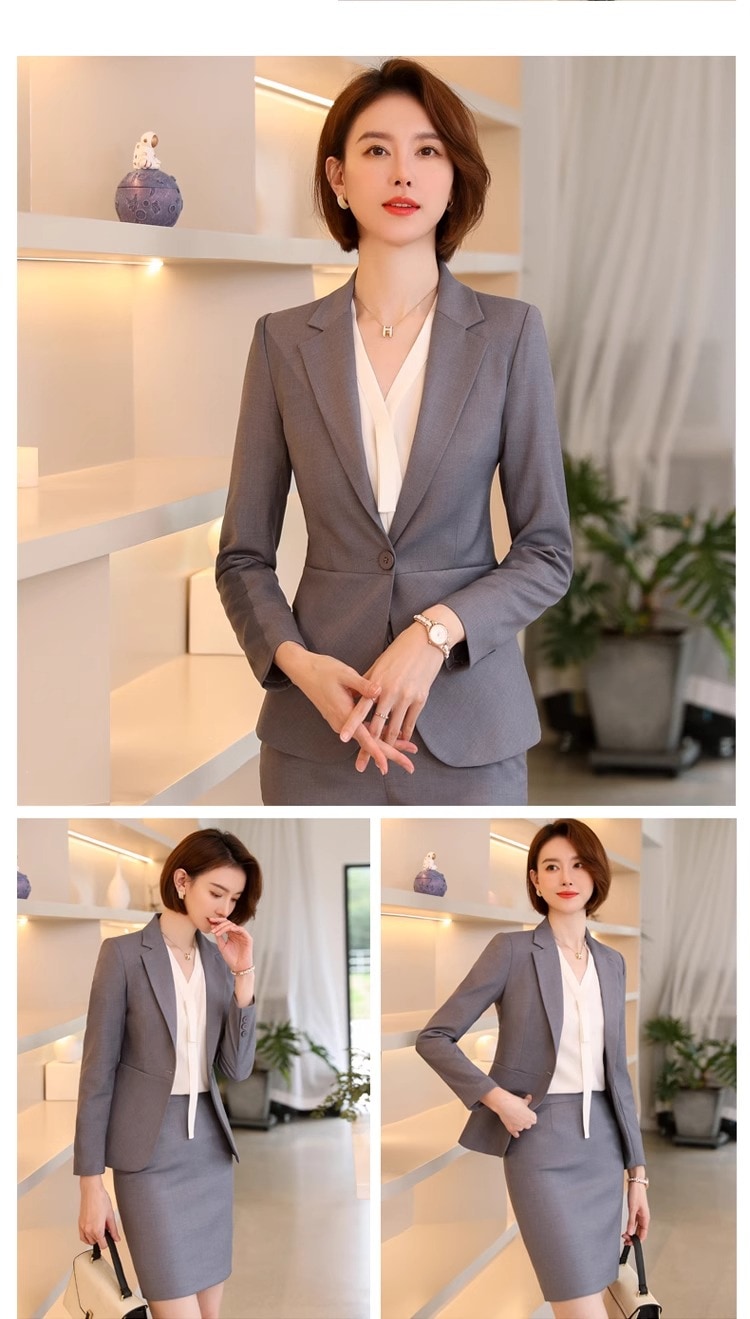 スーツスーツスーツ女性正装大学生腰を収める韓国版気質ol職業服グレーの小さなスーツ作業服