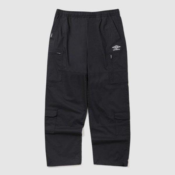 MパンツLQC UQ123CPT25-BLK カジュアル スパン カーゴ ストレート パンツ / BLACK