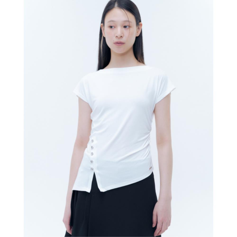 MISEKI SEOUL Side shirring slit top WHITE MSK252TS15WH