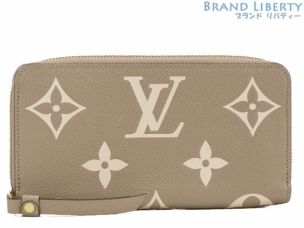 超美品ルイヴィトンモノグラムアンプラントジッピーウォレットラウンドファスナー長財布バイカラーベージュ