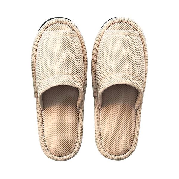 (まとめ）テンダイ ウォッシャブルメッシュスリッパ ベージュ(×5セット)