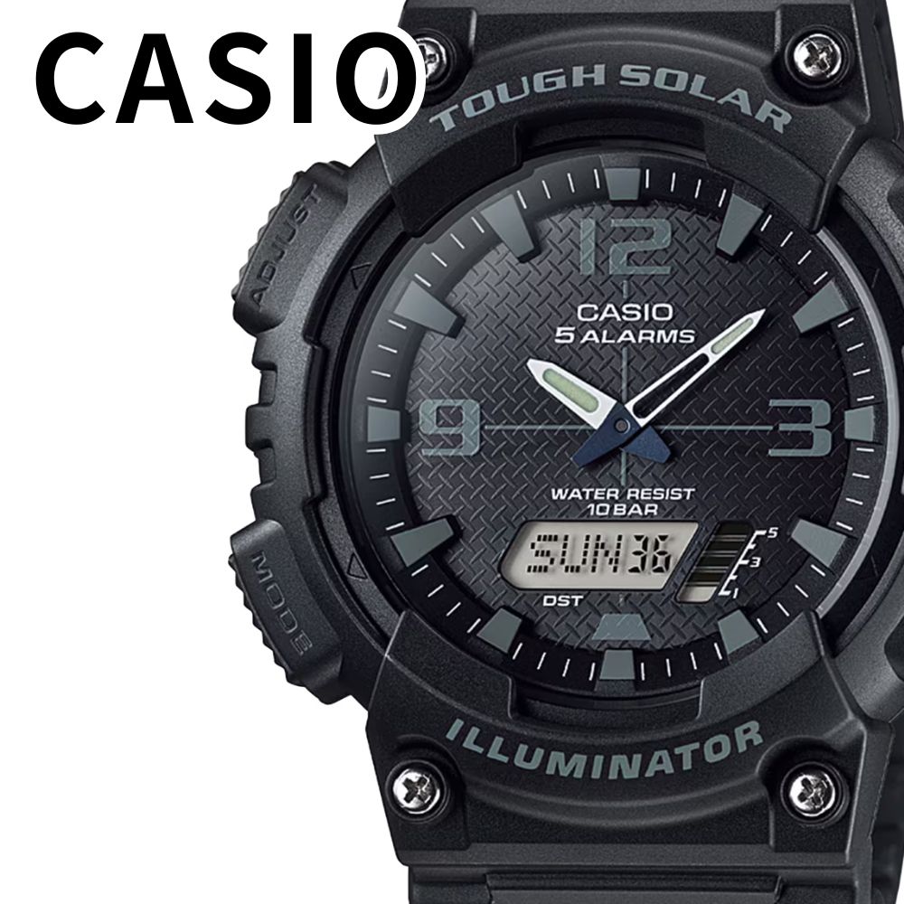国内正規品 CASIO カシオ 腕時計 タフソーラー メンズ レディース ソーラー 10気圧防水 アナデジ アナログ デジタル 軽量 見やすい スポーツ 通学 通勤 部活 アウトドア 旅行 時計 プレ