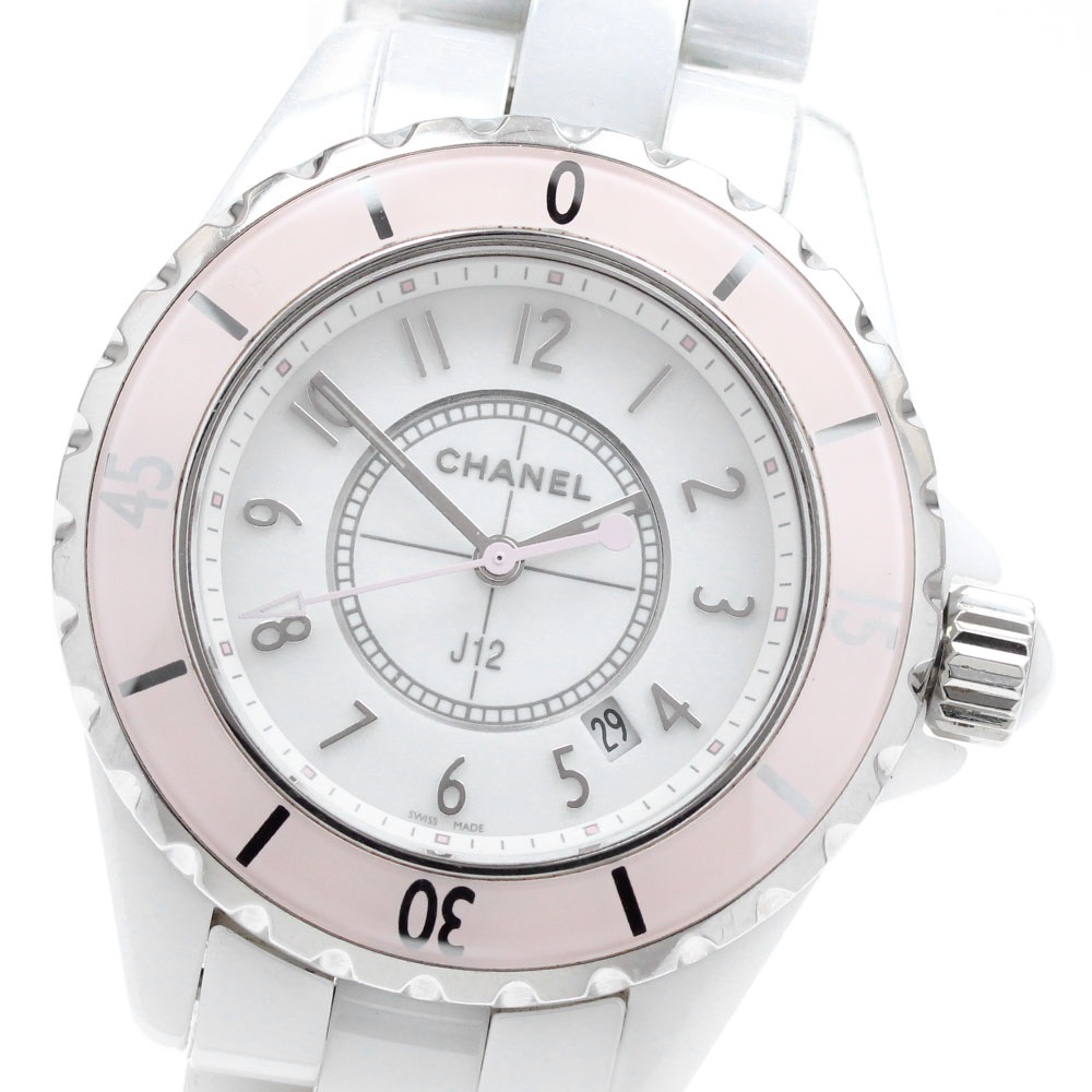 シャネル CHANEL H4467 J12 ソフトピンク 白セラミック 世界限定1200本 クォーツ レディース 保証書付き_938364【中古】
