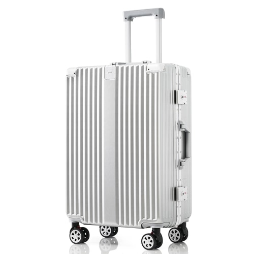 スーツケース Lサイズ フレームタイプ アルミ USBポート付き カップホルダー フック式底足 ストッパー付き キャリーケース キャリーバッグ 軽量 おしゃれ 静音 海外 高級感 TSAロック 大型