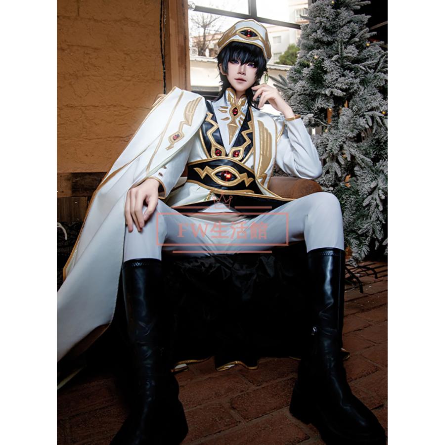 コードギアス 反逆のルルーシュ 風 ルルーシュ ランペルージ 皇帝服 コスプレ衣装 ウィッグ 靴 ハロウィン 演出服 変装
