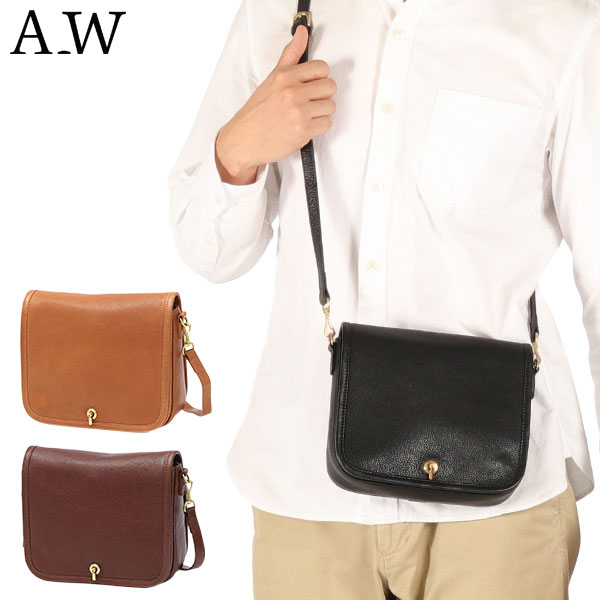 バッグ メンズ レディース 斜めがけ 小さめ 革 本革 牛革 レザー ブランド メールバッグ シンプル コンパクト ホック かぶせ HOK SHOULDER M AB-008 19,800円