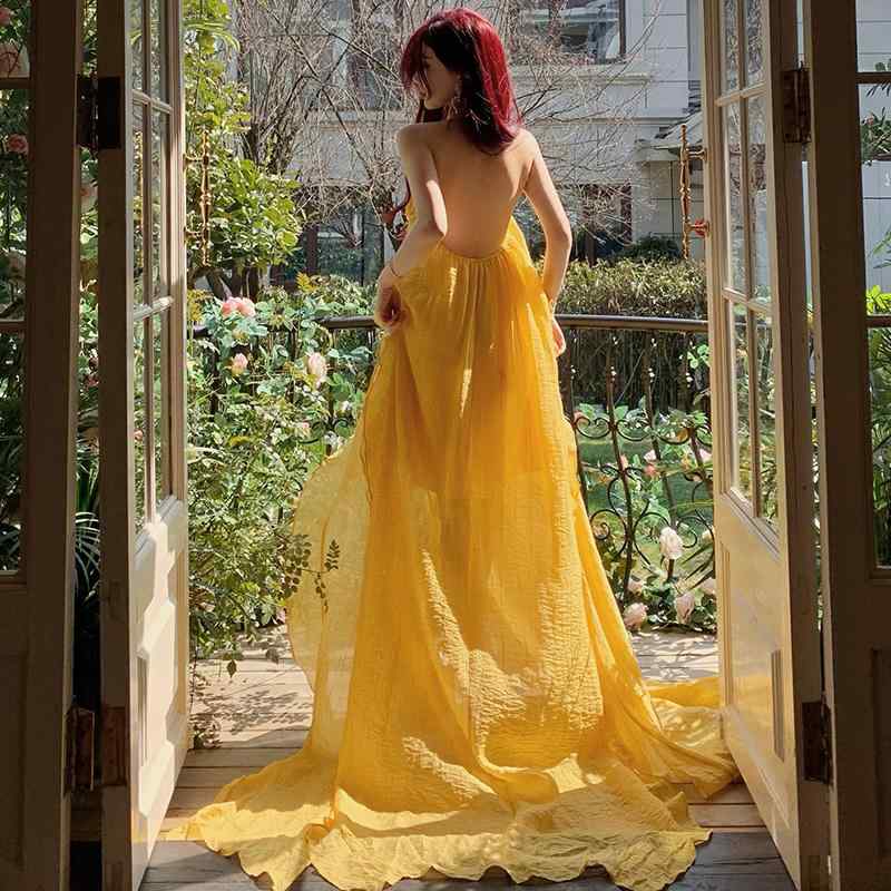 ワンピース リゾート レディース 魅惑的 ホット ガール ネック ドレス 夏 ビーチ 美しい ロング ドレス おしゃれ きれいめ