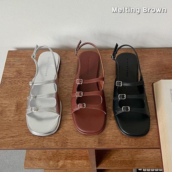 女性バックルポイントフラットサンダルk63