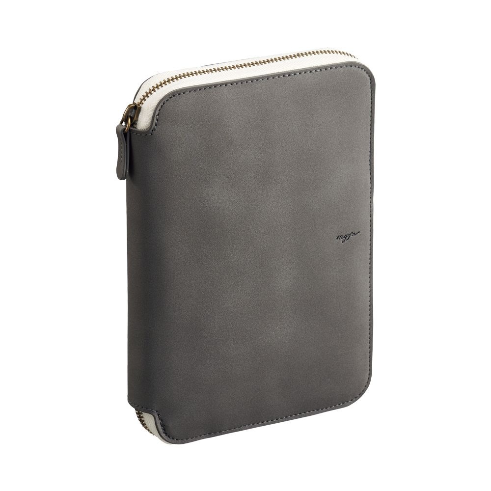 （まとめ買い）myfa ラウンドジップバインダー ミニ6穴 チャコールブラック N3391-24 [x3]