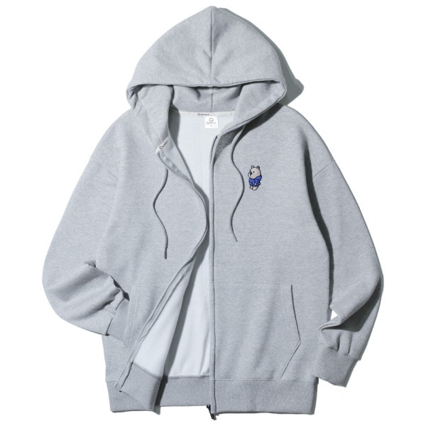 くまの刺繍フードジップアップ AZH658 (3COLOR)