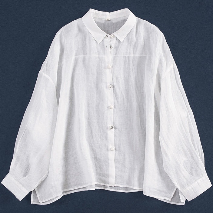 レディース シャツ 長袖 ポロカラー 前開き ラミー かわいい 大人可愛い きれいめ シンプル カジュアル 上品 おしゃれ レトロ こなれ感 ラフ ガーリー ルーズ 主役級 とろみ感 抜け感 都会的 12,787円