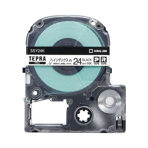 （まとめ） キングジム テプラ PRO テープカートリッジ インデックスラベル 24mm 白／黒文字 SSY24K 1個 (×4セット)