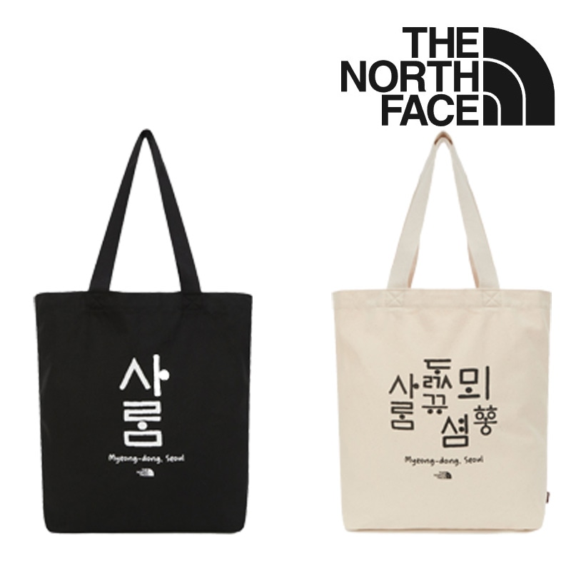 [NN2PR85] TNF COTTON TOTE HANGEUL 大容量で荷物もすっきり収納 スタイリッシュなスクエアショルダーバッグ 通勤通学や旅行を快適におしゃれに幅広く使える