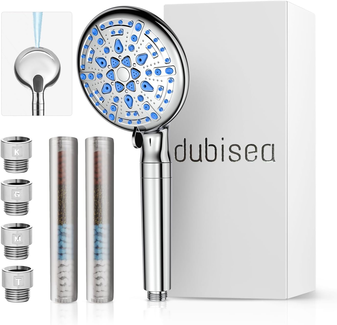 dubisea シャワーヘッド【2024新登場】マイクロナノバブル ノバブル 節水 塩素除去 9段階モード ミスト 高洗浄力 毛穴汚れ 頭皮ケア マッサージ 温浴 取り付け簡単 アダプター付き フィル