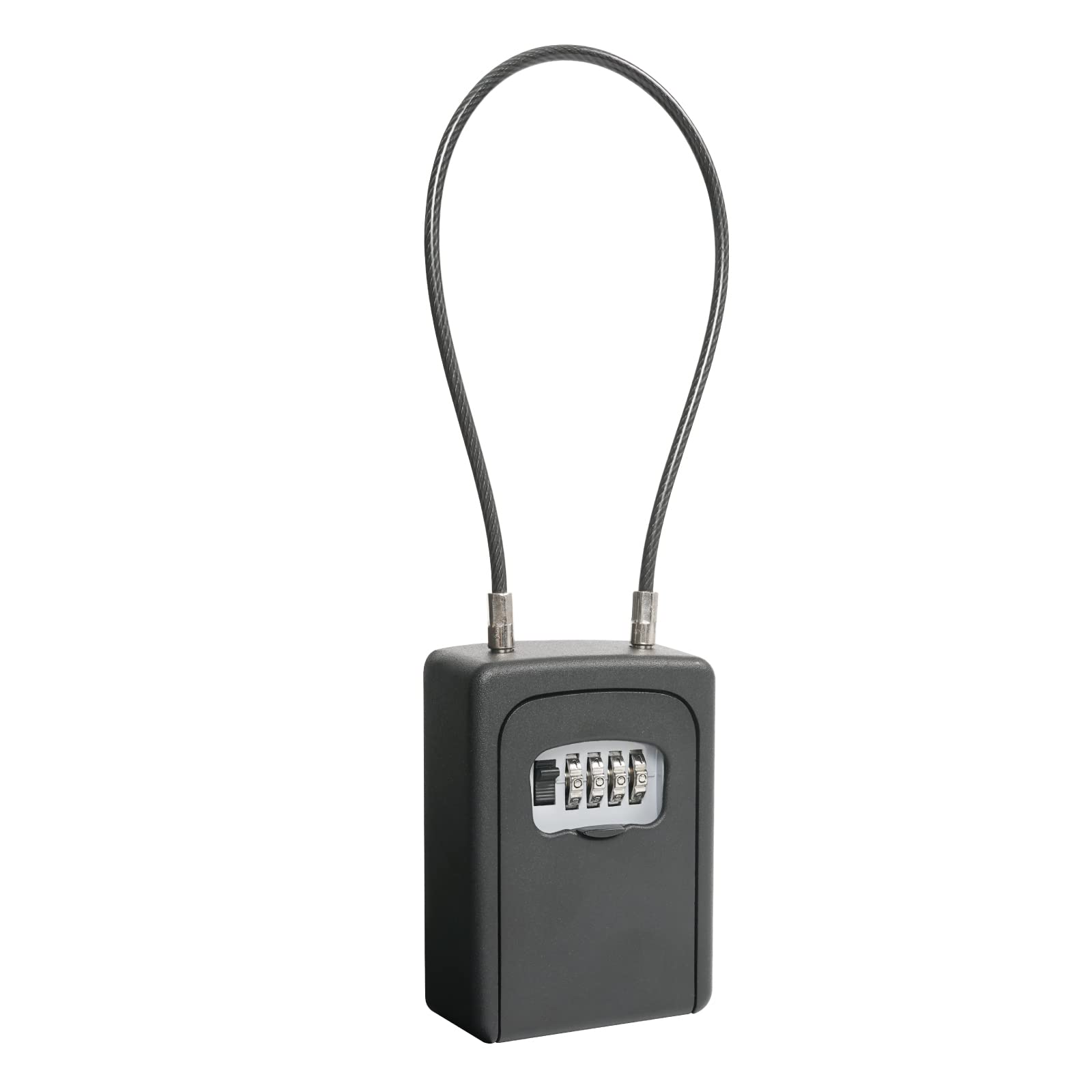カール事務器(CARL) キーボックス 鍵収納ボックス 鍵セキュリティ 4桁ダイヤル錠 ワイヤータイプ 長さ40cm ブラック 日本 CKB-S03-K
