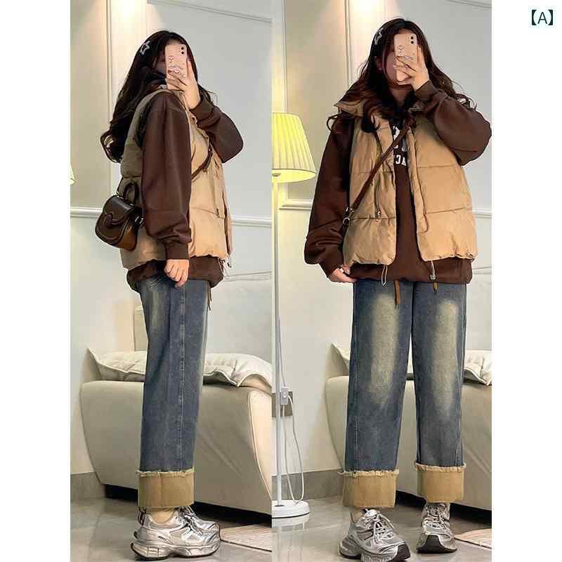 大きめサイズ レディース パンツ アメリカン レトロ ストレートジーンズ 春秋 ゴムひも ワイドレッグ 9分丈 カジュアル カレッジ おしゃれ 青