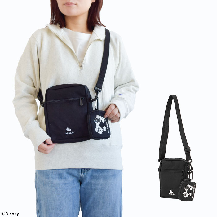 【2024秋冬新作】ManhattanPortage ショルダーバッグ ミッキー メンズ レディース ユニセックス オールシーズン ブラック フリーサイズ MP1403PLMIC24