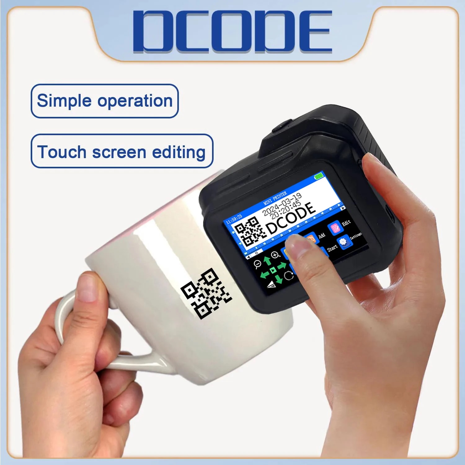 Dcode-ミニポータブルサーマルインクジェットプリンター暗号化されたqrバーコードカウンターロゴ日付ラベルコーディングマシンdc9812.7mm