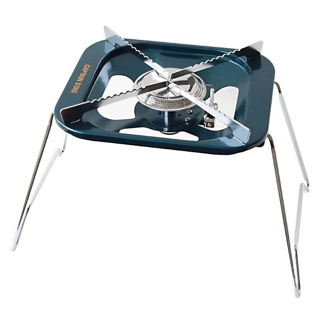 ガスバーナーコンロ 専用バッグ付 折りたたみ脚 五徳 大型五徳 X型 アウトドア キャンプ コンパクト収納 ワンタッチ ゆうパック発送(80cm)/大型五徳ガスバーナーコンロ収納バッグ付