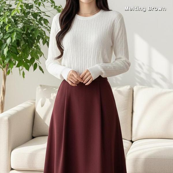 女性 ケーブルニット ラウンドネック ニット IN30