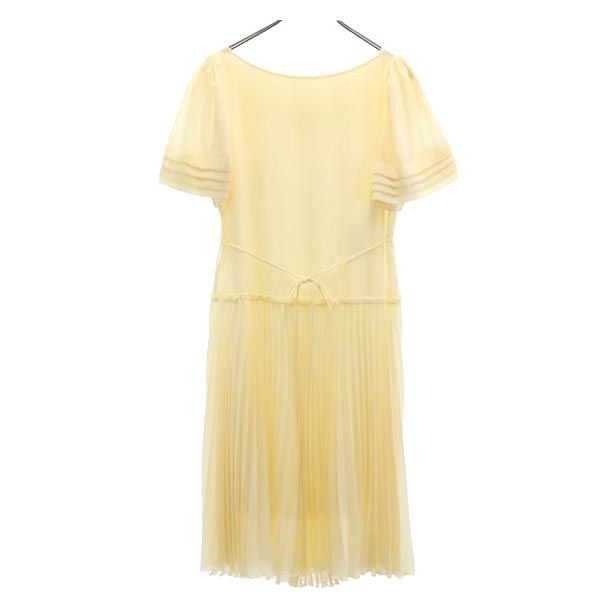 半袖 ウエストリボン シフォン ワンピース 34 ベージュ系 レディース