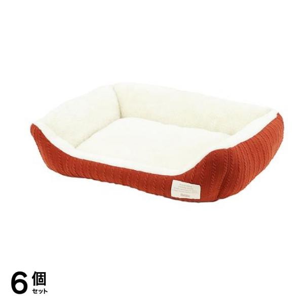 ペットプロ Homey ニットリバーシブル スクエアベッド S オレンジ 1個入 6個セット