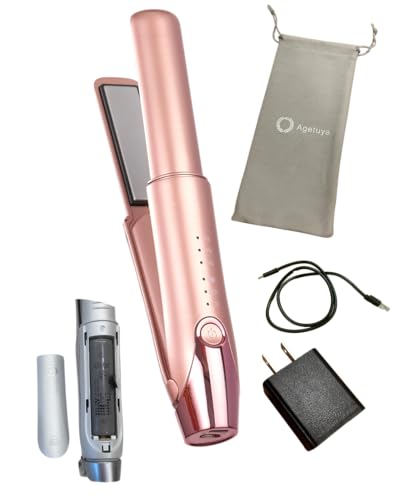 【ZIPで紹介！旅行神アイテム2位】アゲツヤ コードレスミニヘアアイロン（ピンク）【PSE認証取得