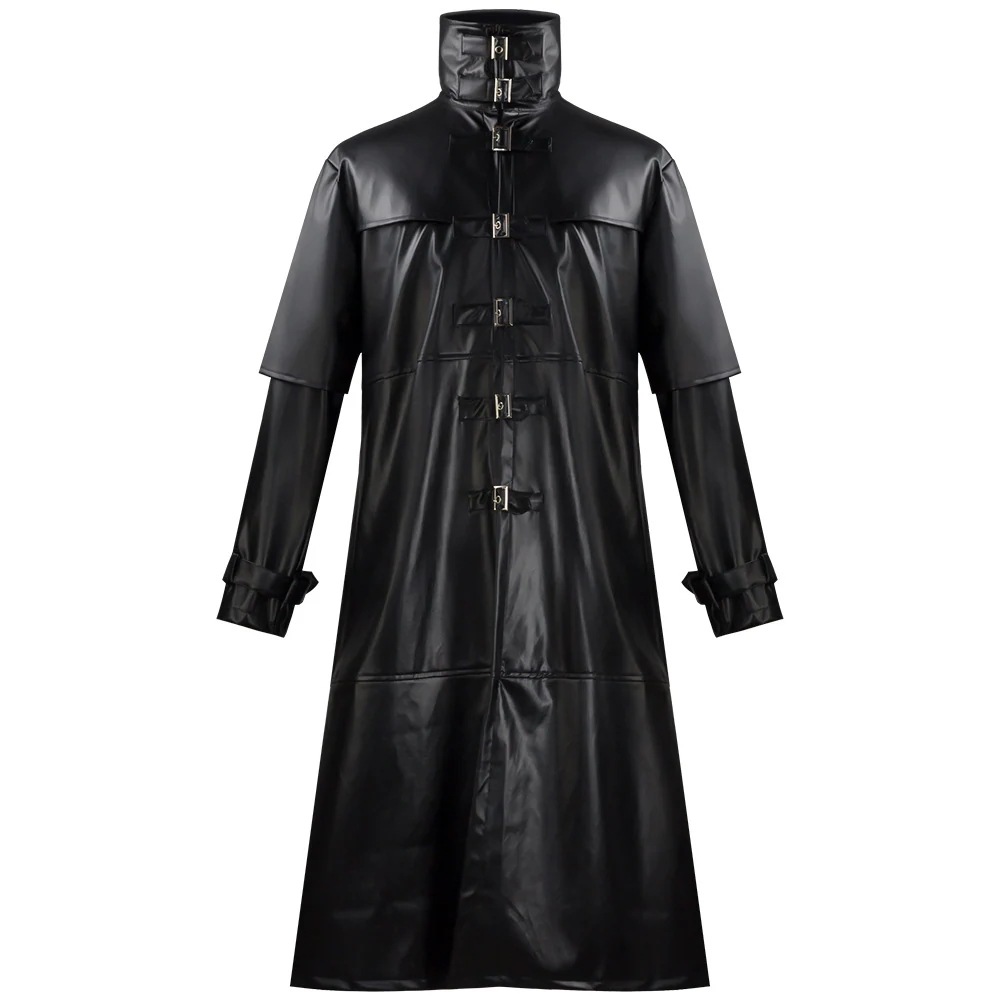 K1403疫病医師cos服中世皮コートガードルボタンの男性pu皮服ハロウィーン