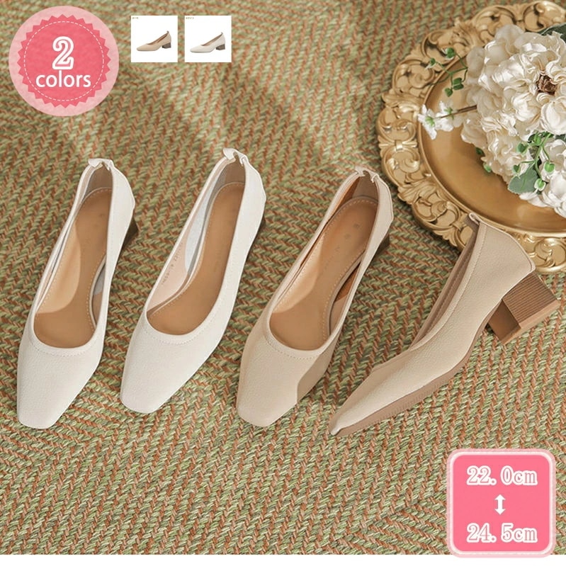 777円OFFクーポン レディースパンプス 4cmヒール スクエアトゥ パンプス 靴 痛くない リクルート 美脚 女性 オフィス ビジネス 冠婚葬祭 シンプル 楽 ミドルヒール 歩きやすさい 痛くない