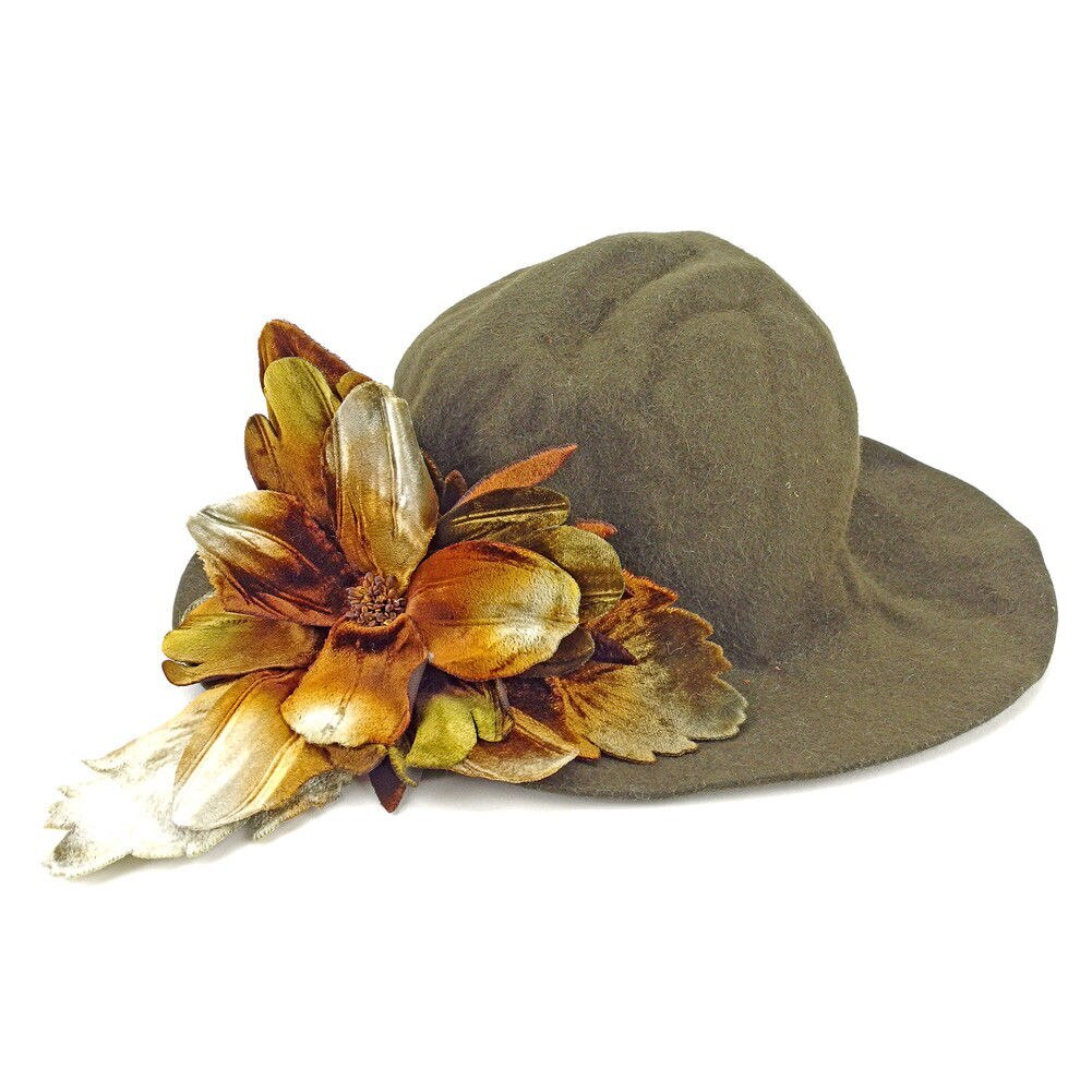帽子 ハット フラワーモチーフ付き ダークブラウン系 中古 26,302円