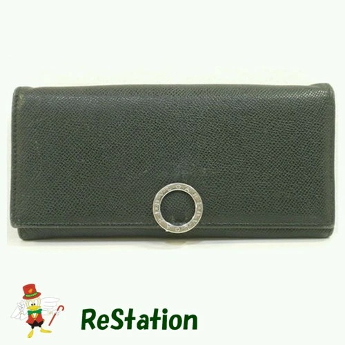 【中古】BVLGARI ブルガリ AG.D19.35939 2つ折り長財布 ブラック×レザー