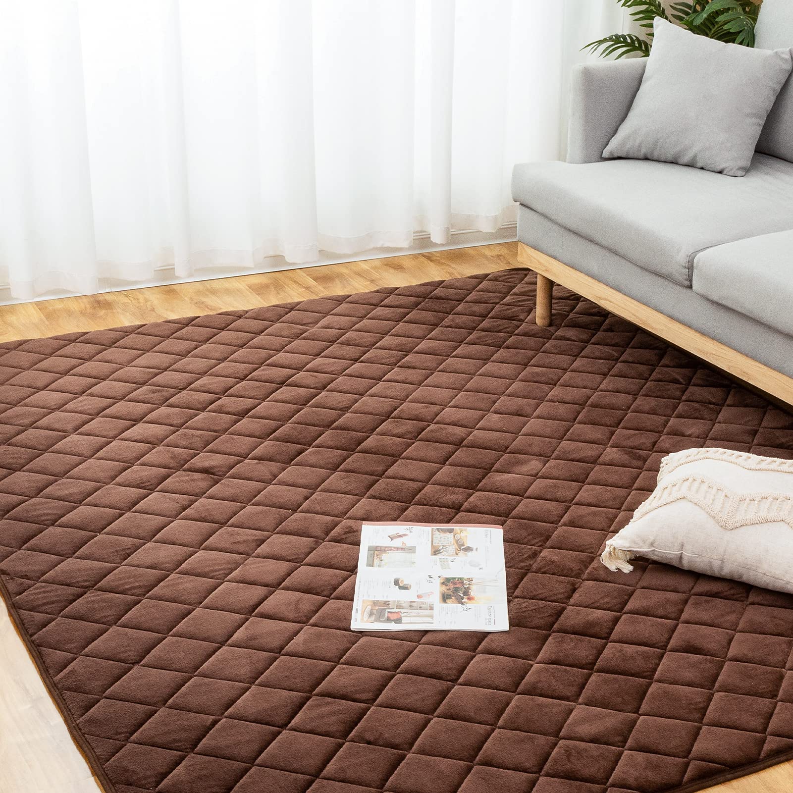 VK Living こたつ敷き布団 こたつマット 両用 1.5畳 正方形 こたつ敷布団 ラグ 145×175cm キルトラグ 極厚 カーペットマイクロファイバー ふんわり ウレタン10ｍｍ ホットカー