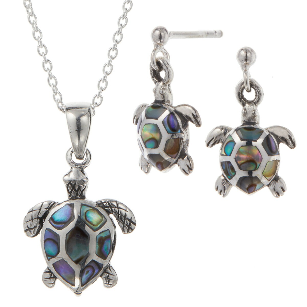 ネックレスとピアス 2点セット レディース メンズ シルバー925 シェル 貝殻 黒蝶貝 ウミガメ