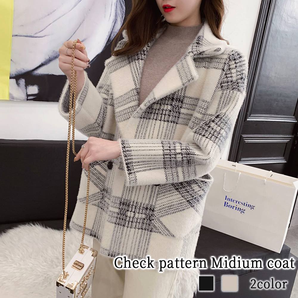 テーラードジャケット レディース チェック柄ミディアムコート 大きいサイズ セーター テーラード 冬 ブランド 中綿 トップス ジャケット ブルゾン ブレザー ロング レザー アウター ニット 春 チ