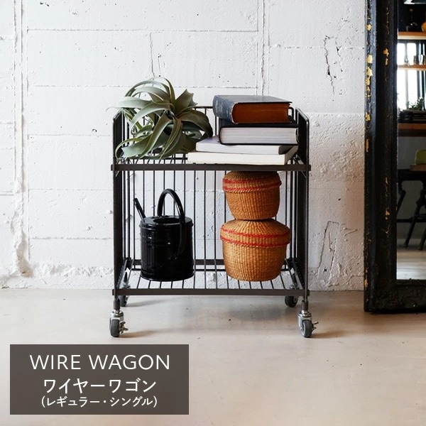 ワイヤーワゴン (レギュラーシングル) 2段 キャスター付き WW-WW-RS