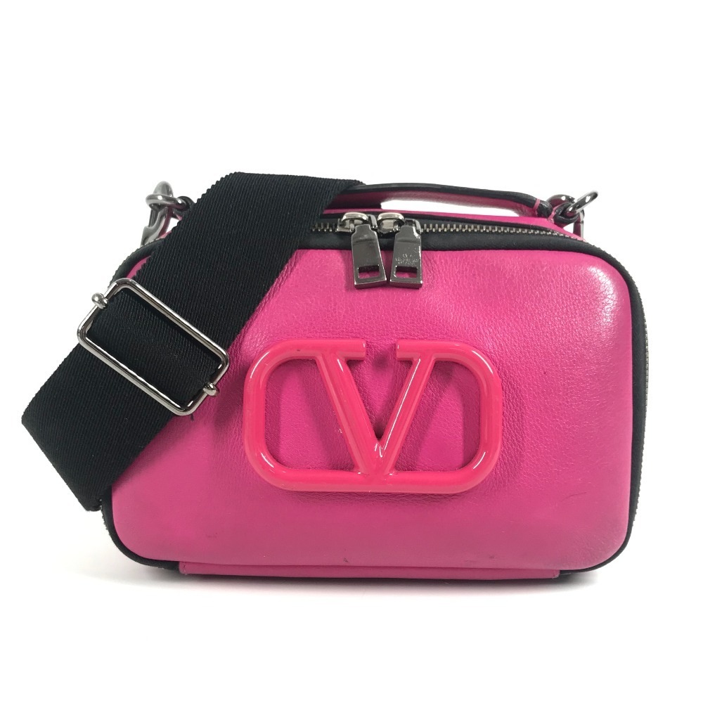 VALENTINO ヴァレンティノ ショルダーバッグ Vロゴ 斜め掛け カバン ポシェット 2WAYバッグ ハンドバッグ レザー ピンク