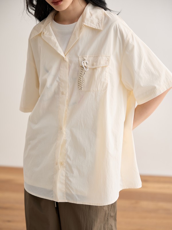 夏の新しいマウンテンキャンプアウトドアシャツトップルーズカジュアル半袖シャツ