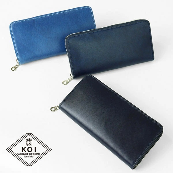 KOI ラウンドファスナー長財布 メンズ 本革 藍染レザー レディース INDIGO SMOOTH 財布 本革 ZYS-097 ブランド [正規取扱店]