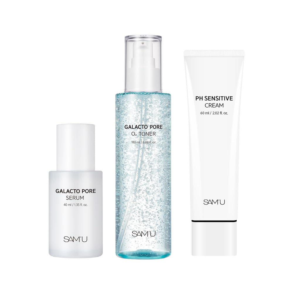 サミュ ガラクトPHスキンケアセット ガラクトポアオーツートナー + ガラクトポアセラム + PHセンシティブクリーム 3種セット SAMU Galacto Pore Serum 40ml, Gal