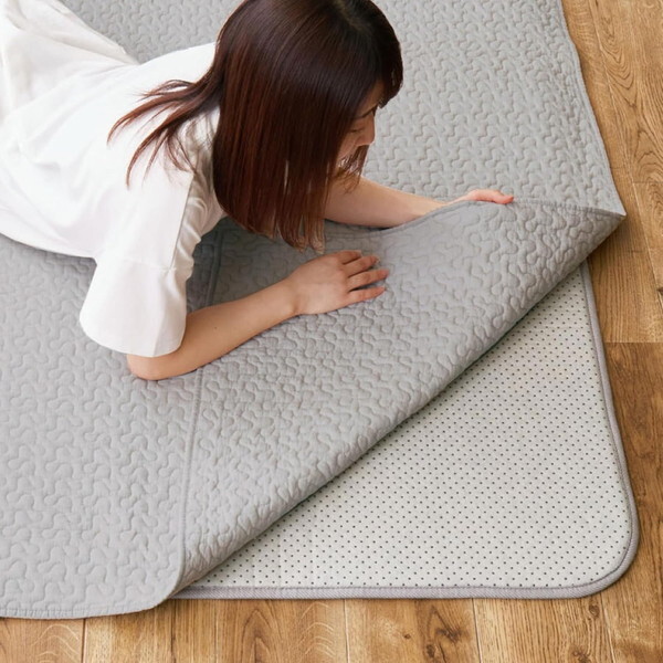 270606011 綿100%のイブルラグマット デコール アンダーラグ セット 190×190 グレー メーカー直送