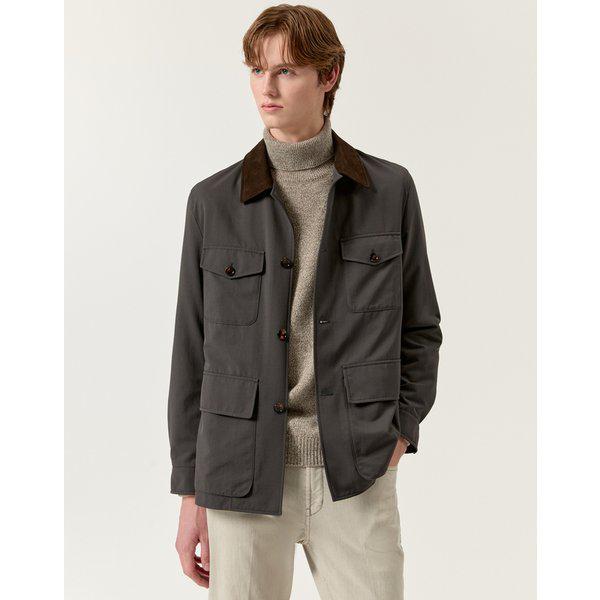 [25FW] ダークセピアレザーカラーサファリジャンパーDMJU5C011S3