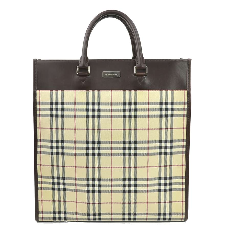 バーバリー BURBERRY ハンドバッグ ナイロンキャンバス/レザー ブラウン×ベージュ ユニセックス 56433a