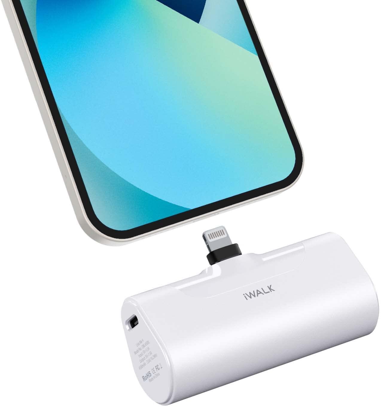２個セット iWALK モバイルバッテリー 超小型 iPhone 4500mAh Lightning コネクター内蔵 コードレス 軽量 直接充電 急速充電 iPhone 14ProMax/14Pro/