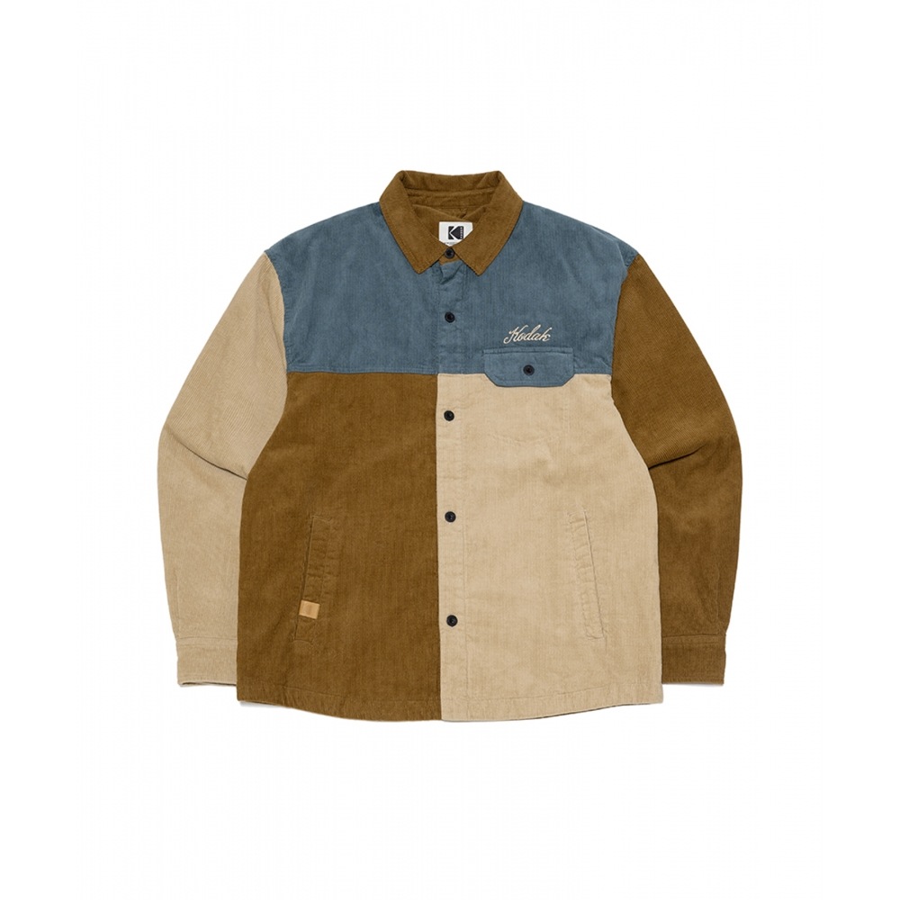 KODAKブラウニーカラーブロック軽量パディングシャケットBROWN