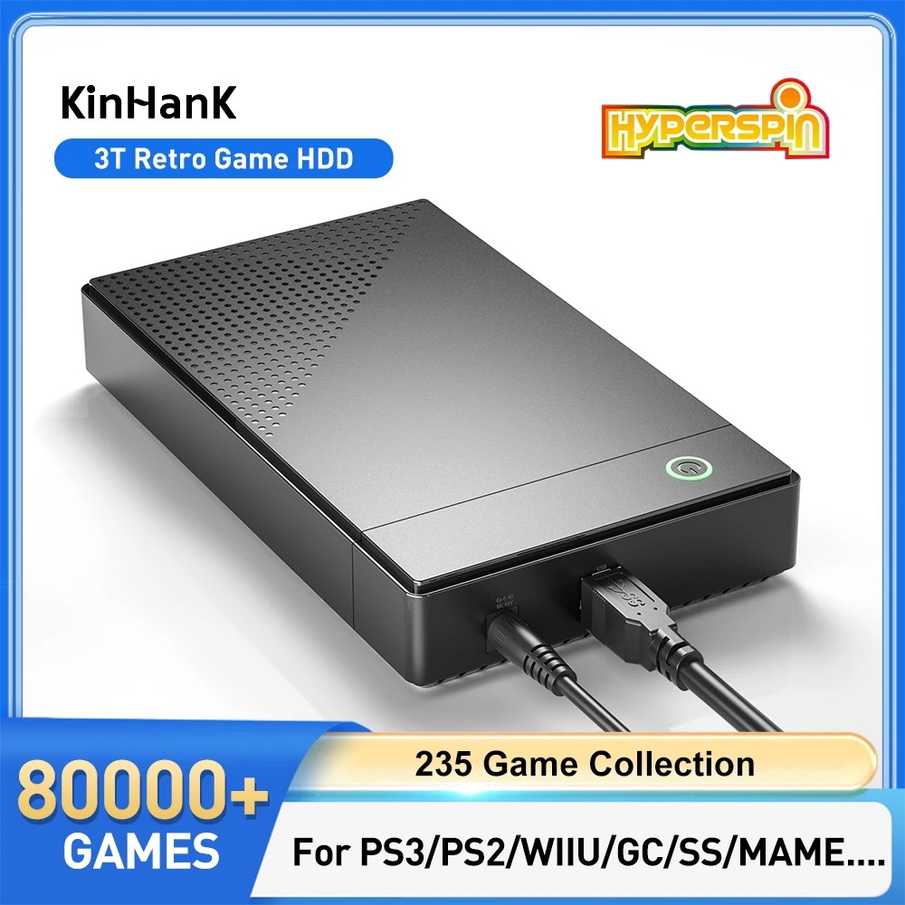 KINHANK-HDDハイパースピンクゲームps3ps2wiiwiiussgcn64用の80000レトロゲームwin 78103t